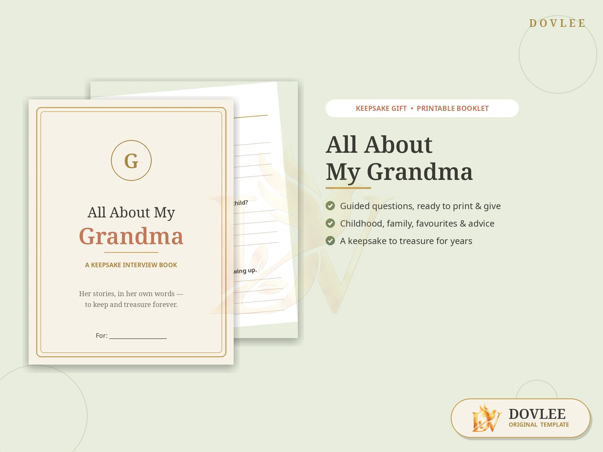 All About My Grandma — Keepsake Interview Booklet styled digital product preview
