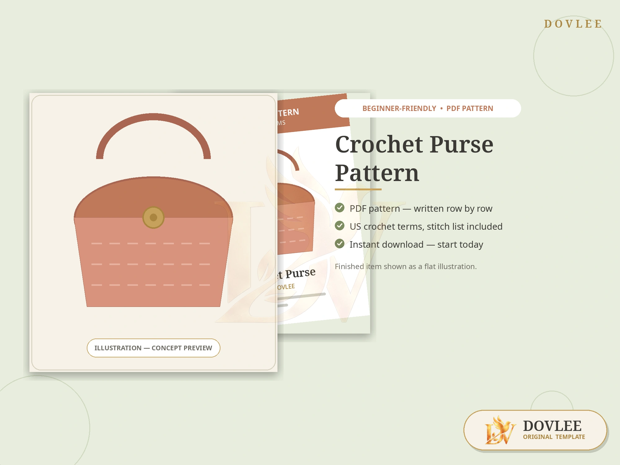 Crochet Purse Pattern styled digital product preview