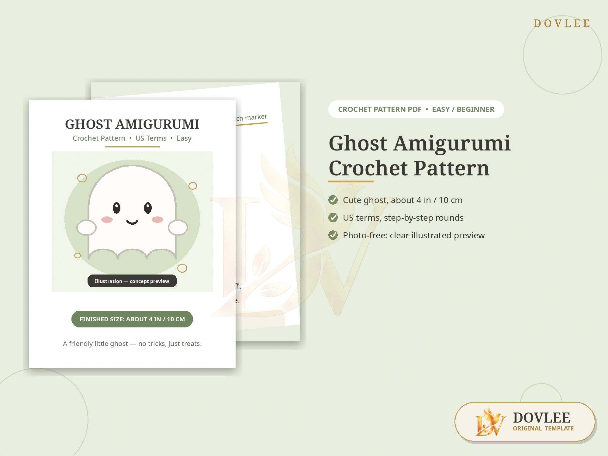 Ghost Amigurumi — Crochet Pattern PDF styled digital product preview