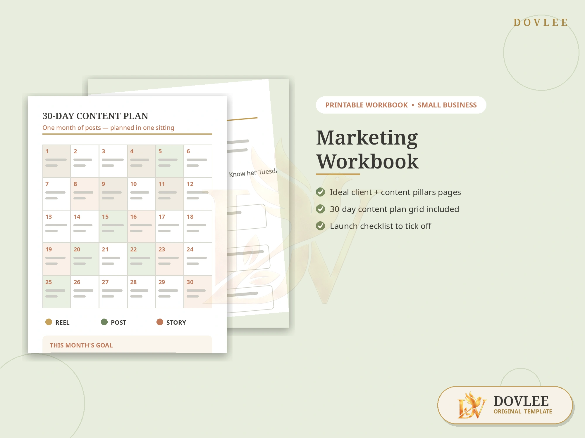 Marketing Workbook — Small Business Planner styled digital product preview