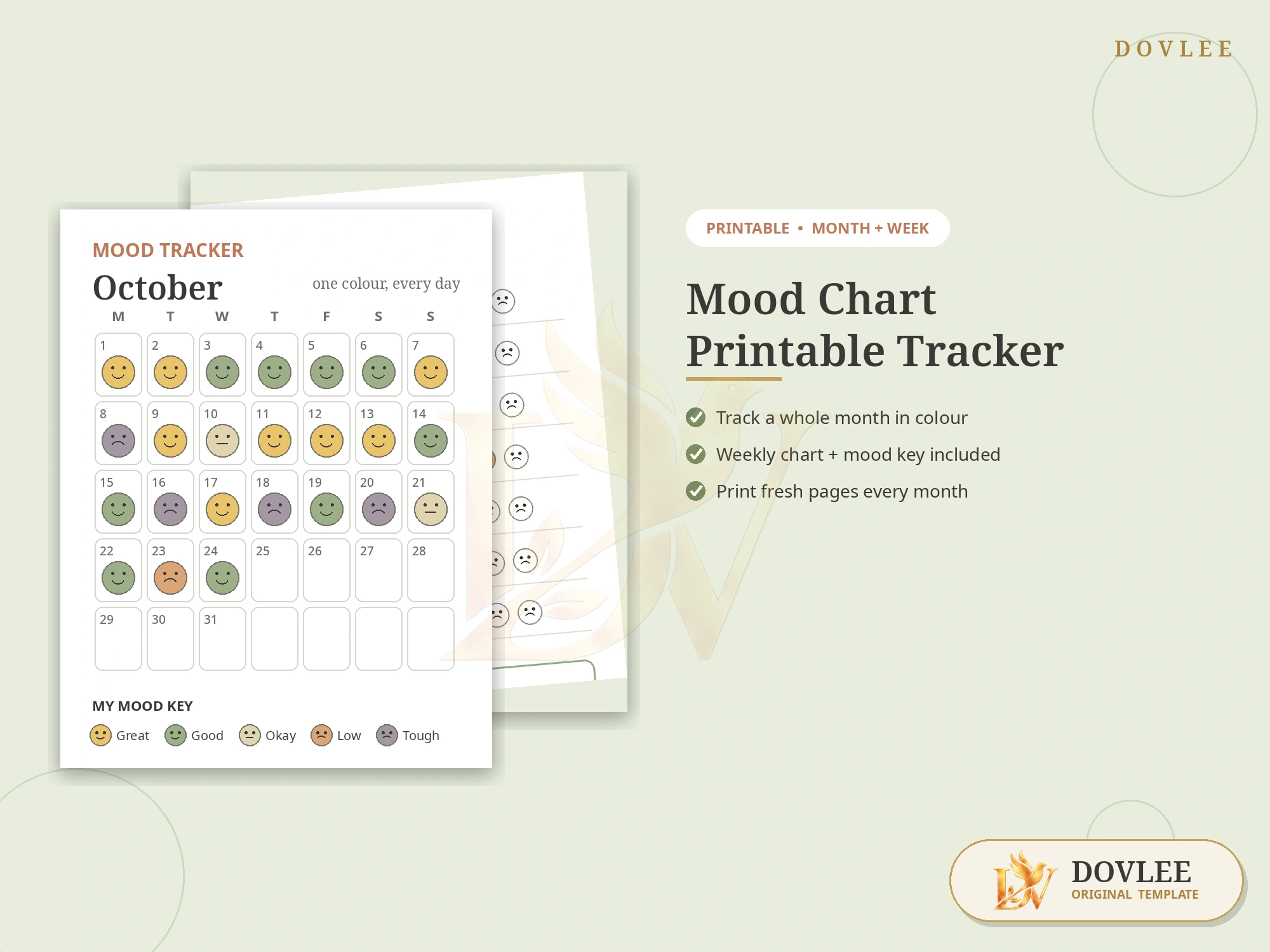 Mood Chart — Printable Mood Tracker styled digital product preview