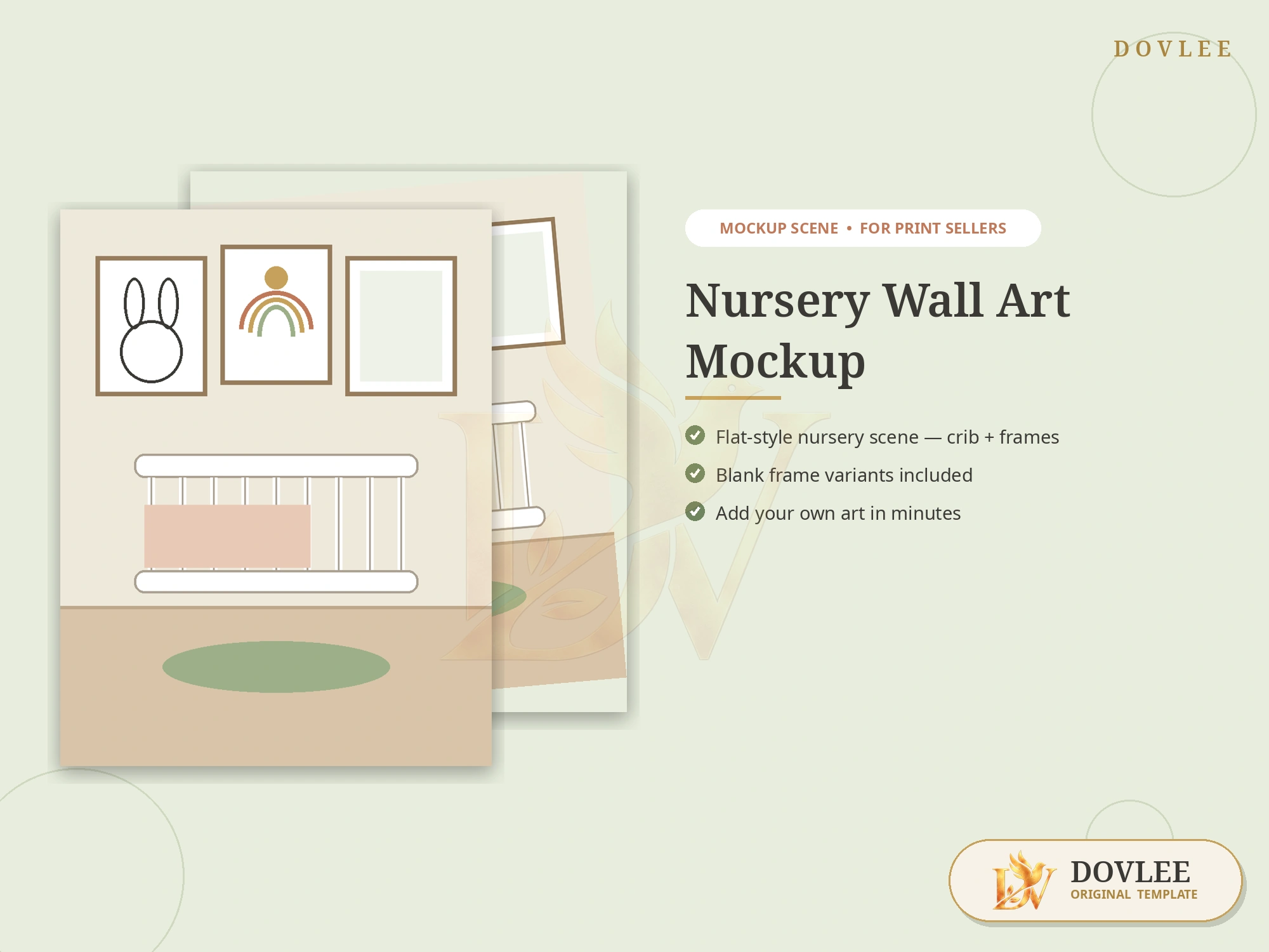 Nursery Wall Art Mockup styled digital product preview