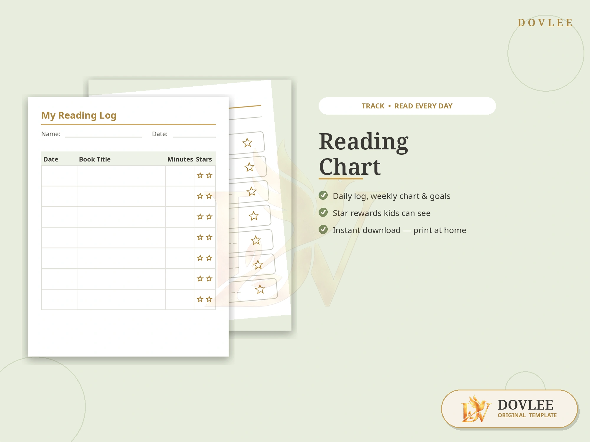Reading Chart styled digital product preview