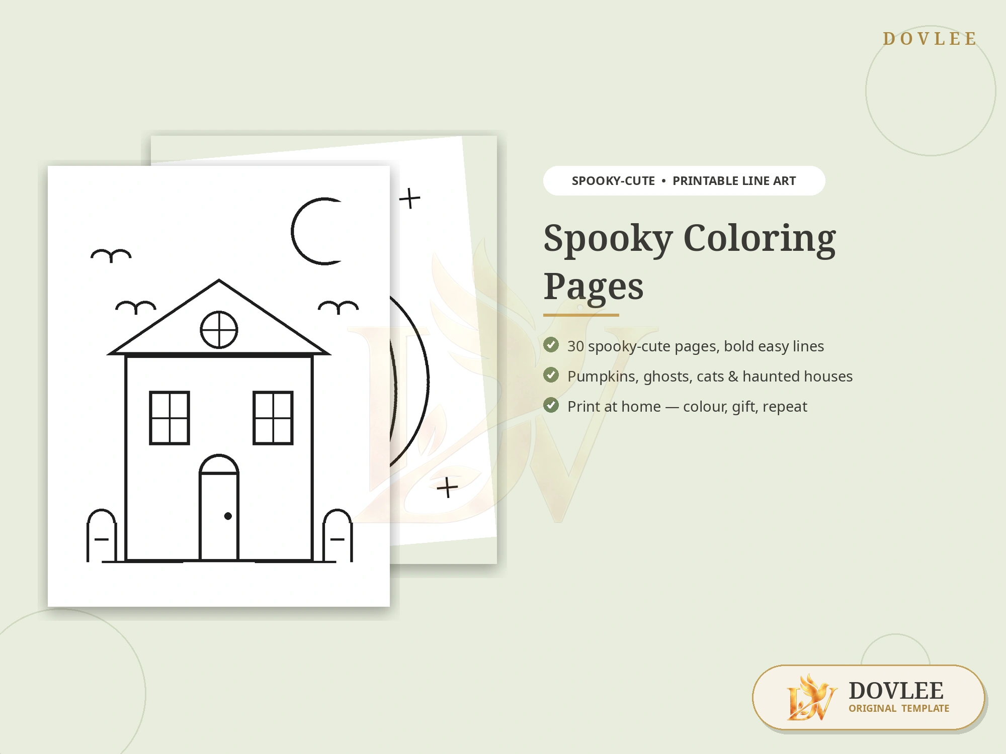 Spooky Coloring Pages styled digital product preview