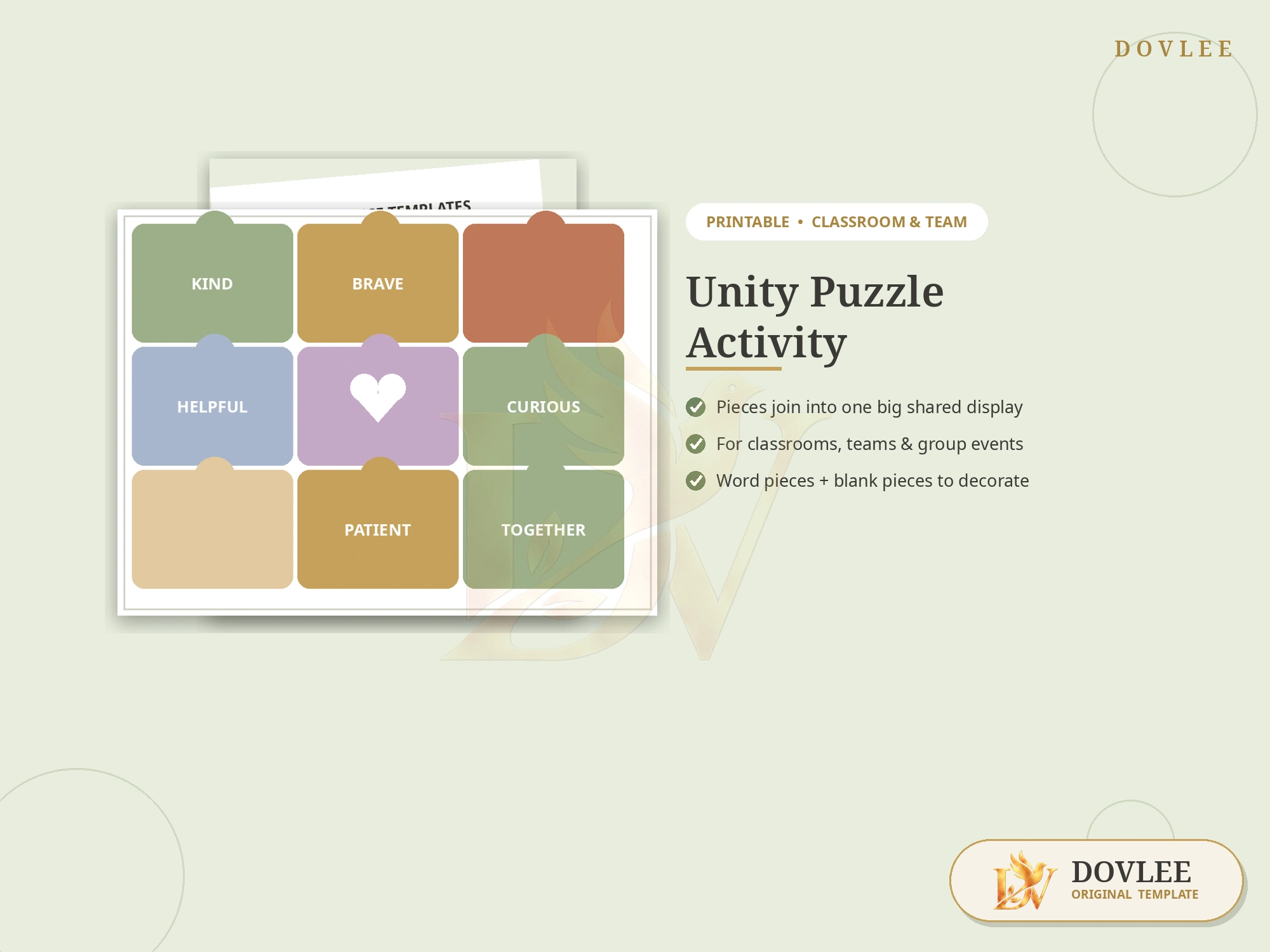 Unity Puzzle Activity (Printable Team & Classroom Puzzle) styled digital product preview