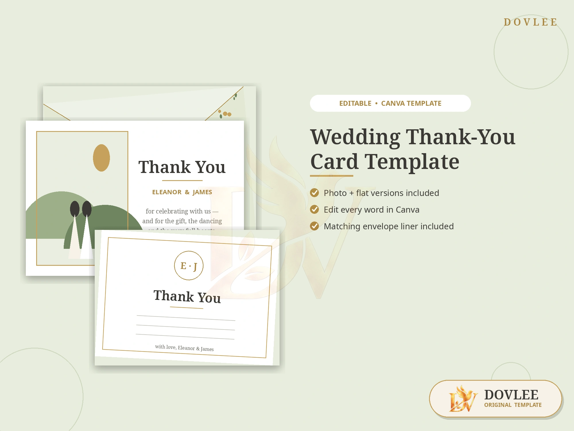 Wedding Thank-You Card Template styled digital product preview
